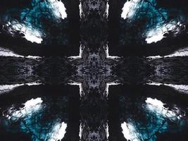 Gothic vibes abstract background in dark blue and black color. Kaleidoscope pattern. Free photo. photo