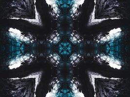 Gothic vibes abstract background in dark blue and black color. Kaleidoscope pattern. Free photo. photo