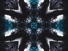 Gothic vibes abstract background in dark blue and black color. Kaleidoscope pattern. Free photo. photo