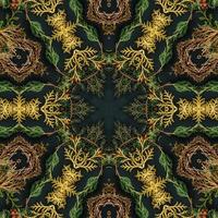 Dark green abstract rectangular background. Spruce kaleidoscope pattern. Free background. photo