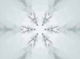 White abstract rectangular background. Snow drop kaleidoscope pattern. Free background. photo