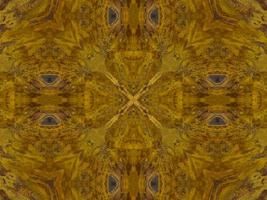 Reflection of colorful flowers in kaleidoscope pattern. Yellow and blue abstract background. Free photo. photo