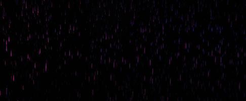 Neon shower. Purple raindrops fall in 3d render stream on dark surface. Futuristic rainy night in cyber black space. Frozen elongated textures in dynamic vibrant gradient photo