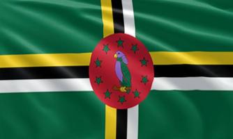 close up waving flag of Dominica photo