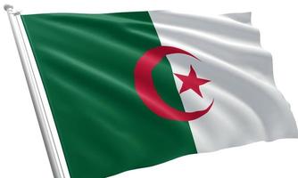 close up waving flag of Algeria photo