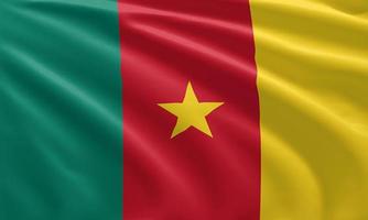 close up waving flag of Cameroon photo