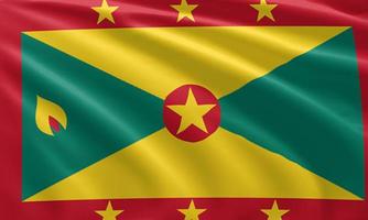 close up waving flag of Grenada photo