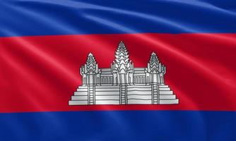 close up waving flag of Cambodia photo