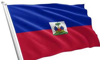 close up waving flag of Haiti photo