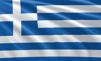 close up waving flag of Greece photo