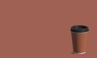 maqueta de taza de café. renderizar una ilustración 3d realista. diseño de maqueta de paquete para marca. café de distancia. Café para llevar foto
