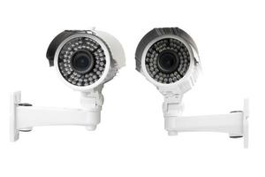 Cctv Camera, Wall Security Camera isolated on white background photo