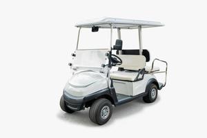 carro de golf de gas o carro de golf eléctrico vehículo pequeño sobre fondo blanco. foto