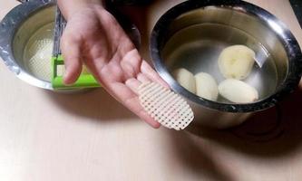 Arrangement of Chips and Chopped potato photo