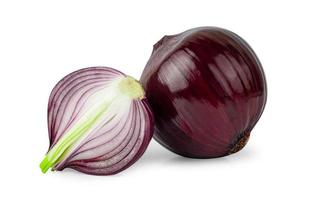 Red whole and sliced onion isolated on white background with Clipping Path. photo