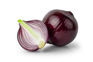 Red whole and sliced onion isolated on white background with Clipping Path. photo