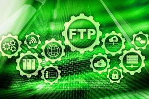 FTP. File Transfer Protocol. Network Transfer data to server on supercomputer background photo