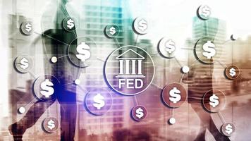 Sistema de reserva federal alimentado concepto de negocio del sistema financiero bancario de EE.UU. foto