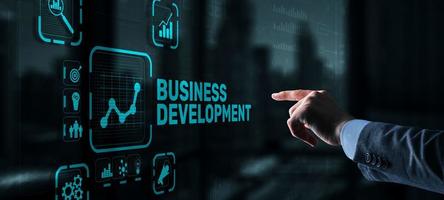 Business Development Planning. Inscription on 3D the virtual screen photo