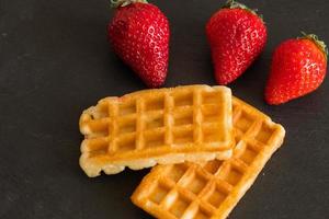 Belgian waffles with berrys photo