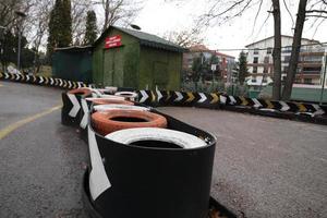 tires and trees standing in the middle of the go kart field 2022 turkey ankara photo