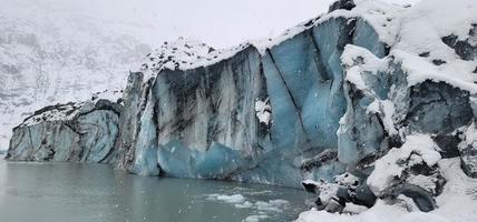 Alaskan glacier face on a lake
