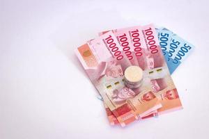 Some rupiah money with white background photo