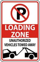 No Parking Loading Zone Sign On White Background vector