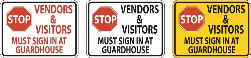 Vendors and Visitors Sign On White Background vector