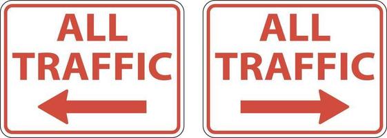 All Traffic Left Arrow Right Arrow Sign On White Background vector