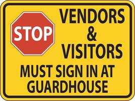 Vendors and Visitors Sign On White Background vector