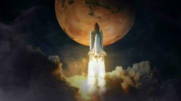 Space Shuttle takes off to mars. Elements of this image furnished by NASA. video