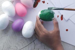 painting on a white color egg photo