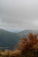 Rocky mountain peaks in the fog, photo