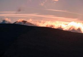 Petros Mountain in the morning fog, overcast mountain range at dawn, the magical mountains of Ukraine. photo
