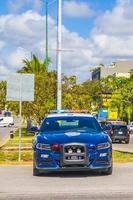 Playa del Carmen Mexico 04. February 2022 Police car parked in tropical Playa del Carmen Mexico. photo