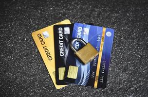 credit card security internet data - encryption transactions on credit card lock secured photo