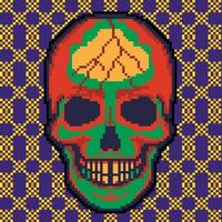 digital sign pixel skull t shirt design vector