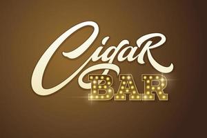 Typography Cigar Bar in vintage style on dark brown background. Vector template for design signboards in vintage style.