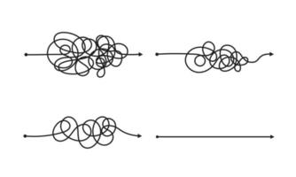 Complex and easy simple way from start to end vector illustration set.