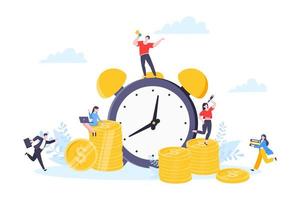 Time is money or save time business concept flat style vector illustration isolated on white background.