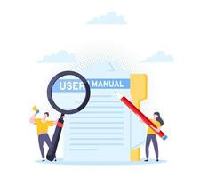 User manual guide book flat style design vector illustration.