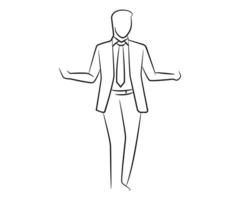 hand drawn smart businessman character line art vector