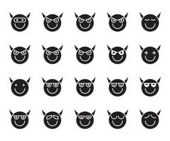 conjunto de emoticonos de diablo y demonio de sonrisa vector