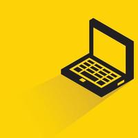 laptop computer icon on yellow background vector