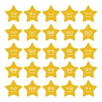 yellow star emoticon vector set