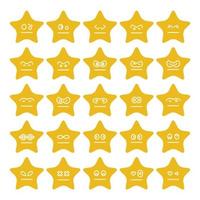 yellow star emoticon vector set