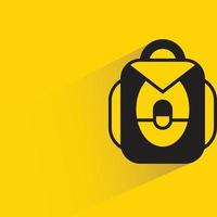 backpack icon on yellow background vector