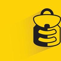 backpack icon on yellow background vector