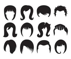 hairstyle and wig icons set vector